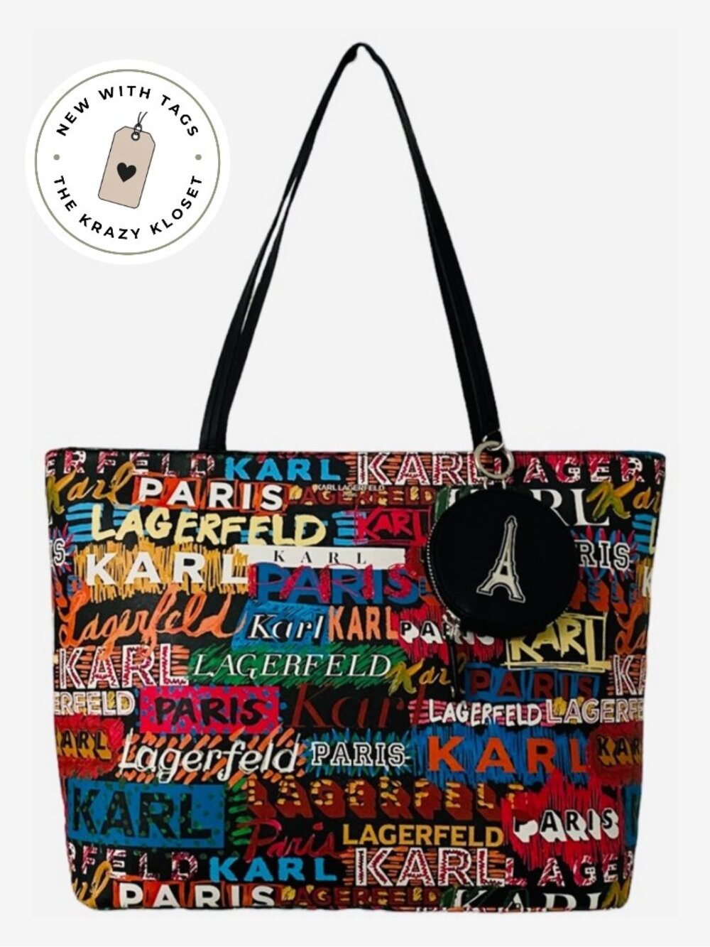 Karl Lagerfeld Paris Graffiti Logo Tote Bag w/ Coin Purse – NWT – Large